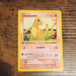 Wizards Charmander 1st Edition Base Set Shadowless 46/102 50 HP - Image 1