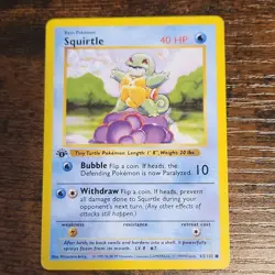 Pokemon Company Squirtle 1st Edition Base Set Shadowless 063/102 - Image 1