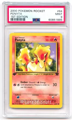 PSA 9 MINT Thick Stamp Ponyta Team Rocket 1st Edition 2000 Pokemon 64/82 -85 - Image 1