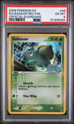 Bulbasaur Reverse Holo 46/100 Crystal Guardians Pokemon PSA 6 - Image 1