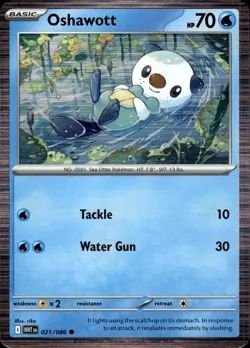 Oshawott 021/086 Common White Flare Pokemon Holo Near Mint - Image 1