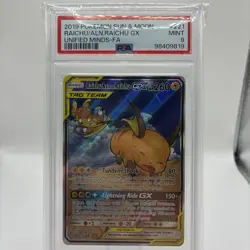 Raichu and Alolan Raichu GX Tag Team Alternative Art Card 221/236 PSA 9 - Image 1