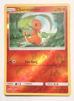 POKEMON CARD CHARMANDER REVERSE HOLO CARD 1/70 GOOD CONDITION 2018 - Image 1