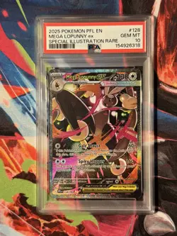 2025 POKEMON PFL EN-PHANTASMAL FLAMES #128 MEGA LOPUNNY EX PSA 10 - Image 1