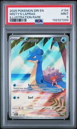2025 Pokemon Destined Rivals MISTY'S LAPRAS Illustration Rare 194/182 - PSA 9 - Image 1