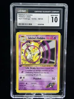 Sabrina’s Kadabra #58 1st Edition Gym Challenge 2000 Pokemon CGC 10 🥄 - Image 1