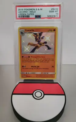 Lucario #SV22 PSA 10 Gem Mint Pokemon S&M Hidden Fates - Image 1