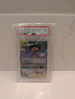Pokemon Rowlet & Alolan Exeggutor GX 215/236 Unified Minds Alt PSA 9 - Image 1