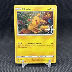 2022 Pokemon Pikachu SWSH153 Holiday Calendar Snowflake Stamp Black Star Promo - Image 1