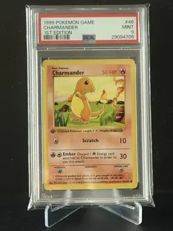 Pokemon TCG Charmander Base Set 46/102 Regular 1st Edition Common PSA9 - Image 1