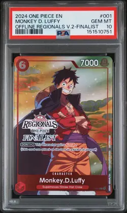 2024 ONE PIECE OFFLINE REGIONALS PACK 2024 VOL.2 FINALIST MONKEY D. LUFFY PSA 10 - Image 1