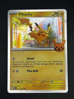 Pokemon - Pikachu - 018/091 Trick or Trade BOOster (PAF) - Cosmo Holo - NM - Image 1