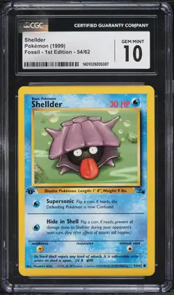 1999 Pokemon Fossil 1st Edition Shellder #54 CGC 10 - Image 1