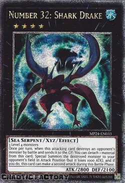 YUGIOH MP24-EN033 Number 32: Shark Drake Quarter Century Secret Rare 1st Edition - Image 1