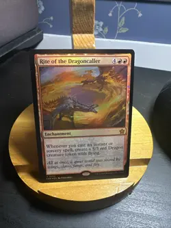 MTG Rite of the Dragoncaller M 0092 Mythic Foil Rare Foundations Set NM Fresh - Image 1