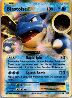 Blastoise EX 21/108 Holo Rare EX Evolutions Pokemon NM - Image 1