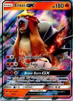Entei GX 10/73 Holo Rare GX Shining Legends Pokemon NM - Image 1