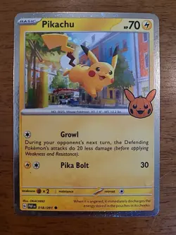 Trick or Trade 2024 : Pokemon TCG 018/091 Pikachu : Common Holo Card Just Pulled - Image 1