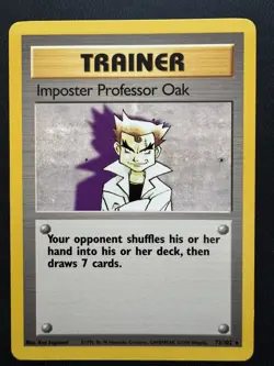 Pokemon Imposter Professor Oak 73/102 Trainer Base Set Rare WOTC Vintage LP - Image 1
