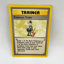 Pokemon Trader 77/102 Rare Base Set Unlimited Pokemon Heavily Played - Image 1