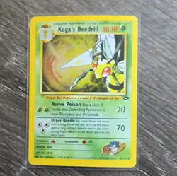 Pokemon TCG Koga's Beedrill Gym Challenge 9/132 Holo Rare Unlimited 80 HP - Image 1