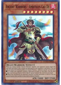 Yugioh Ancient Warriors - Ambitious Cao De (Super Rare 1st Edition) ETCO-EN020 P - Image 1