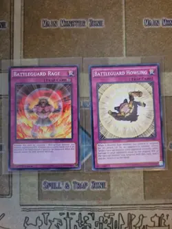 YUGIOH BATTLEGUARD HOWLING + BATTLEGUARD RAGE COMMON 1ST ED NM (MP15,DUEA) - Image 1