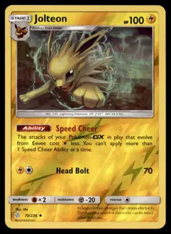 Jolteon 70/236 Uncommon Cosmic Eclipse Pokemon Reverse Holo Lightly Played - Image 1