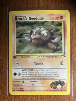 [LP] 2000 Pokemon Gym Hero's Brock’s Geodude 1st Edition #38/132 Uncommon - Image 1