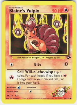 Blaine's Vulpix 66/132 Common Gym Challenge Pokemon Unlimited NM/M - Image 1