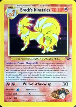 Brock's Ninetales 3/132 Holo Rare Gym Challenge Pokemon Unlimited Holo Near Mint - Image 1
