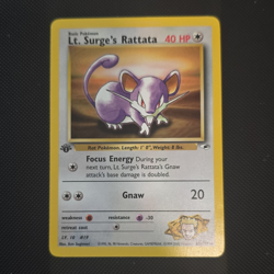 Pokemon Lt. Surge's Rattata Gym Heroes 82/132 Common 1st Ed Eng Regular 40 HP - Image 1