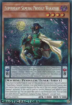 YUGIOH MP24-EN076 Superheavy Samurai Prodigy Wakaushi Prismatic Secret Rare 1st - Image 1