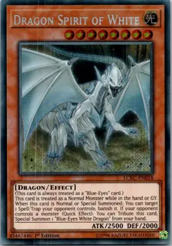 Yugioh Dragon Spirit of White LCKC-EN018 1st Edition Secret Rare NM - Image 1