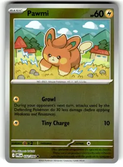 Pawmi 032/094 Common Phantasmal Flames Pokemon Reverse Holo Near Mint - Image 1
