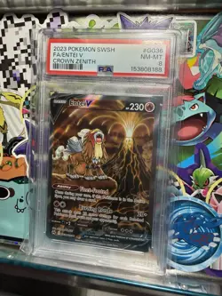 2023 POKEMON SWORD & SHIELD CROWN ZENITH #GG36 FULL ART/ENTEI V PSA 8 - Image 1
