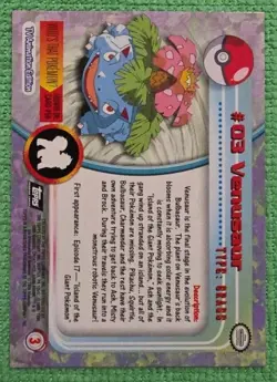Topps Pokemon TV Animation Venusaur #03 Non Holo LP - Image 2
