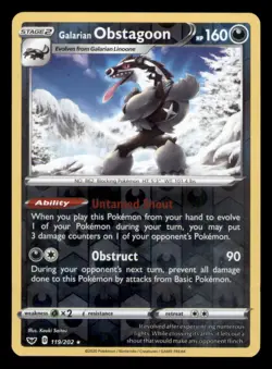 Galarian Obstagoon 119/202 Holo Rare Sword & Shield Pokemon TCG Reverse Holo NM - Image 1