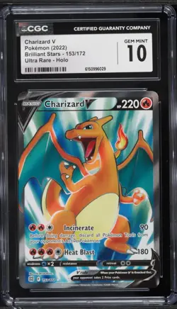 2022 Pokemon Brilliant Stars Charizard V #153 CGC 10 - Image 1