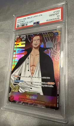2022 ONE PIECE SHANKS ALTERNATE ART OP01-120 ROMANCE DAWN SEC PSA 10 GEM MINT - Image 1