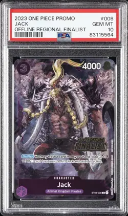 2023 ONE PIECE PROMOS OFFLINE REGIONAL FINALIST #008 JACK PSA 10 - Image 1