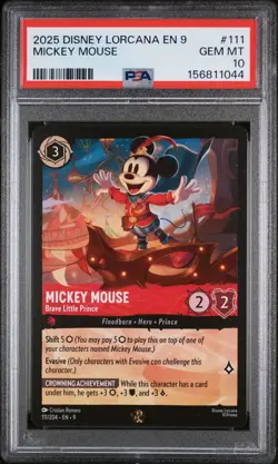 Disney Lorcana Mickey Mouse Brave Little Prince Fabled 111 PSA 10 GEM MINT - Image 1