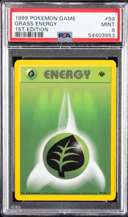 1999 POKEMON BASE SET 1ST EDITION #99 GRASS ENERGY PSA 9 - Image 1