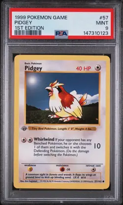 1999 POKEMON GAME 1ST EDITION #57 PIDGEY PSA 9 - Image 1