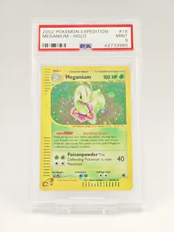2002 POKEMON EXPEDITION #18 MEGANIUM-HOLO PSA 9 - Image 1