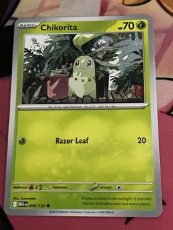 Chikorita 008/132 Mega Evolution Pokemon Card English Near Mint - Image 1