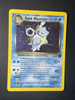 Pokemon TCG Dark Blastoise Holo Rare Card 3/82 WOTC 2000 Vintage With Swirl - Image 1
