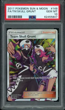 Pokemon - 2017 Sun & Moon - Full Art - TEAM SKULL GRUNT #149 GEM MINT PSA 10 - Image 1
