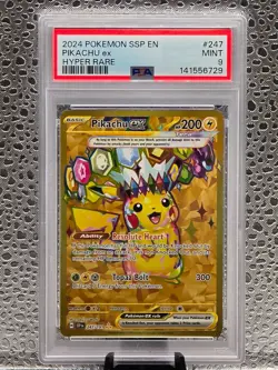Pokemon Pikachu ex Gold Hyper Rare 247/191 Surging Sparks PSA 9 - Image 1