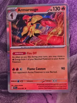 Armarouge 015/091 Rare Paldean Fates Pokemon Holo Near Mint - Image 1